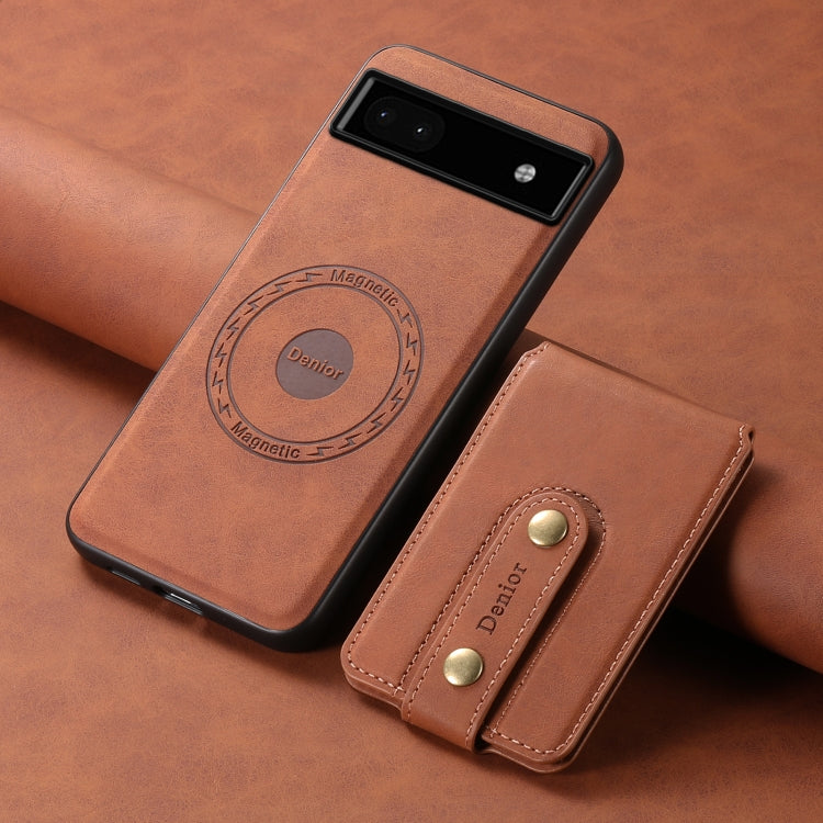 For Google Pixel 6a Denior D14 NK Retro Pattern MagSafe Magnetic Card Holder Leather Phone Case
