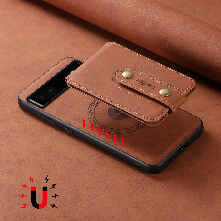 For Google Pixel 6a Denior D14 NK Retro Pattern MagSafe Magnetic Card Holder Leather Phone Case