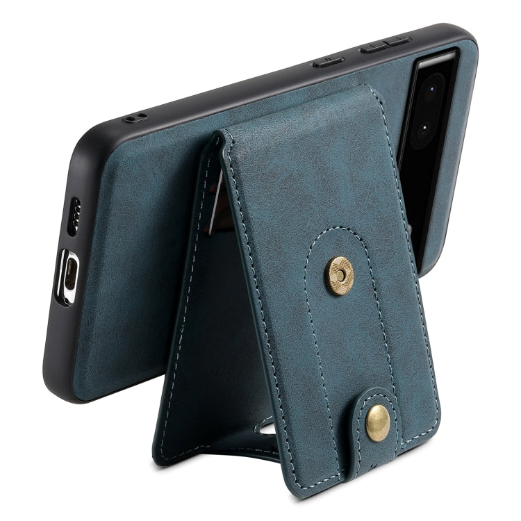 For Google Pixel 6a Denior D14 NK Retro Pattern MagSafe Magnetic Card Holder Leather Phone Case