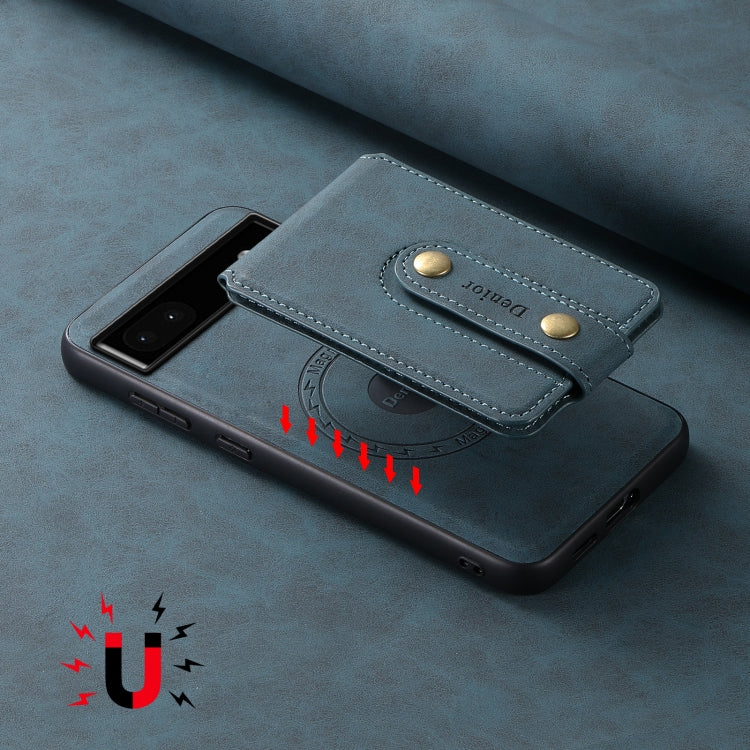 For Google Pixel 6a Denior D14 NK Retro Pattern MagSafe Magnetic Card Holder Leather Phone Case