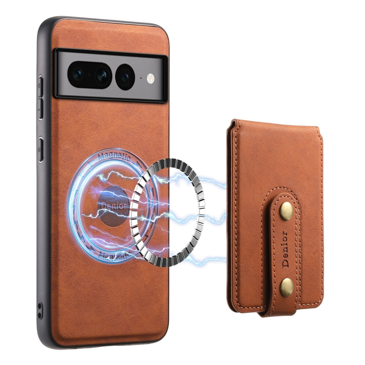 For Google Pixel 7 Pro 5G Denior D14 NK Retro Pattern MagSafe Magnetic Card Holder Leather Phone Case