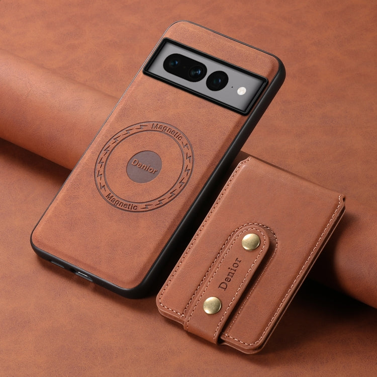 For Google Pixel 7 Pro 5G Denior D14 NK Retro Pattern MagSafe Magnetic Card Holder Leather Phone Case