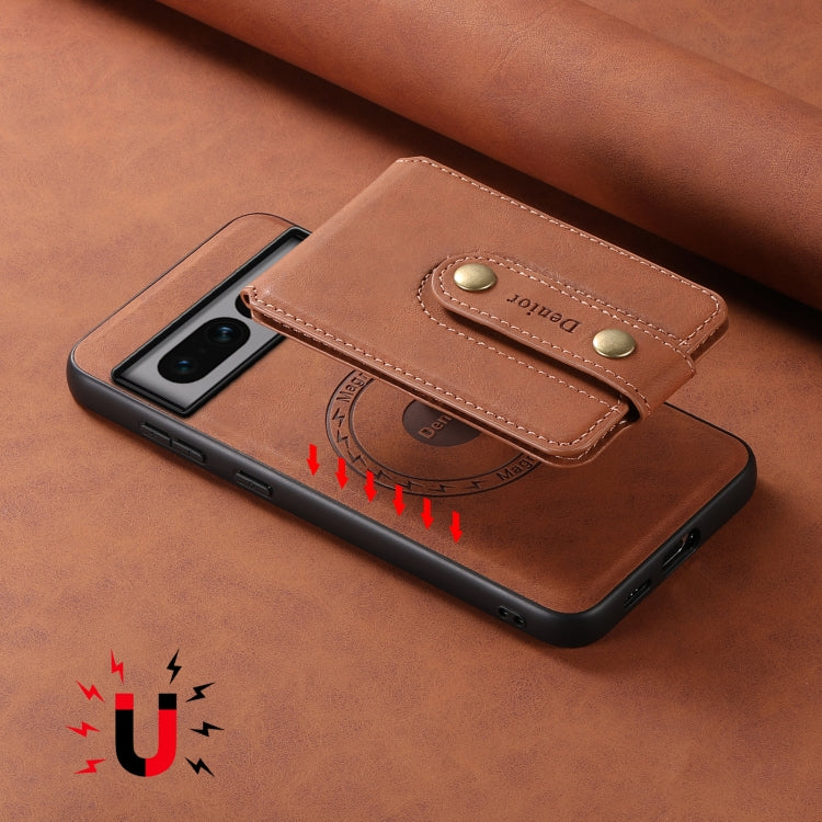 For Google Pixel 7 Pro 5G Denior D14 NK Retro Pattern MagSafe Magnetic Card Holder Leather Phone Case