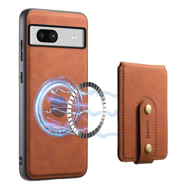 For Google Pixel 7a Denior D14 NK Retro Pattern MagSafe Magnetic Card Holder Leather Phone Case