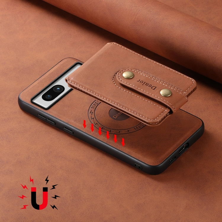 For Google Pixel 7a Denior D14 NK Retro Pattern MagSafe Magnetic Card Holder Leather Phone Case