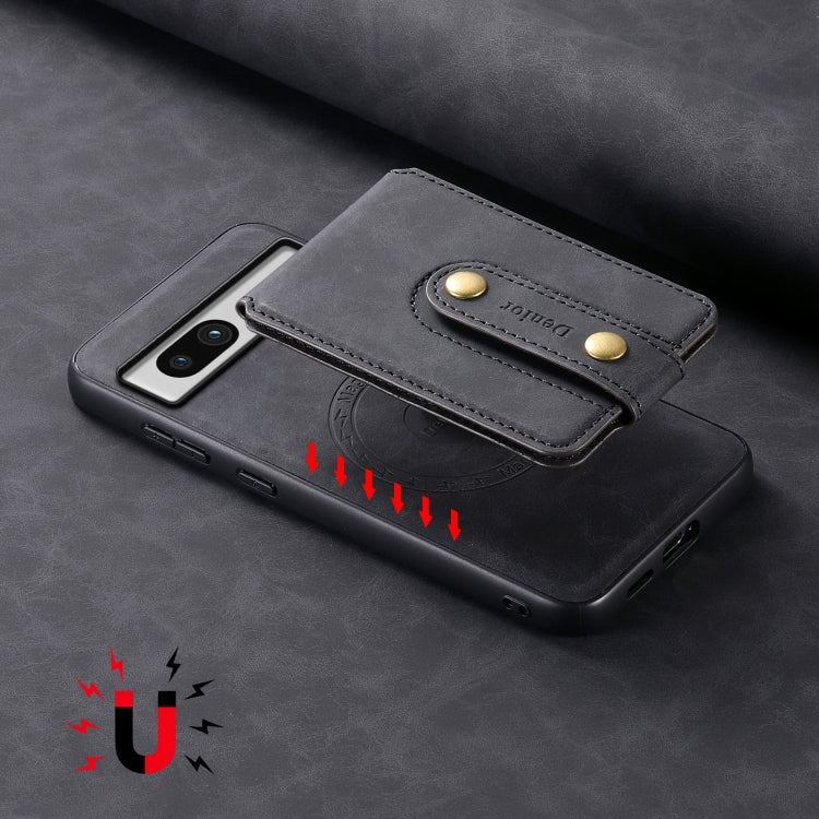 For Google Pixel 7a Denior D14 NK Retro Pattern MagSafe Magnetic Card Holder Leather Phone Case