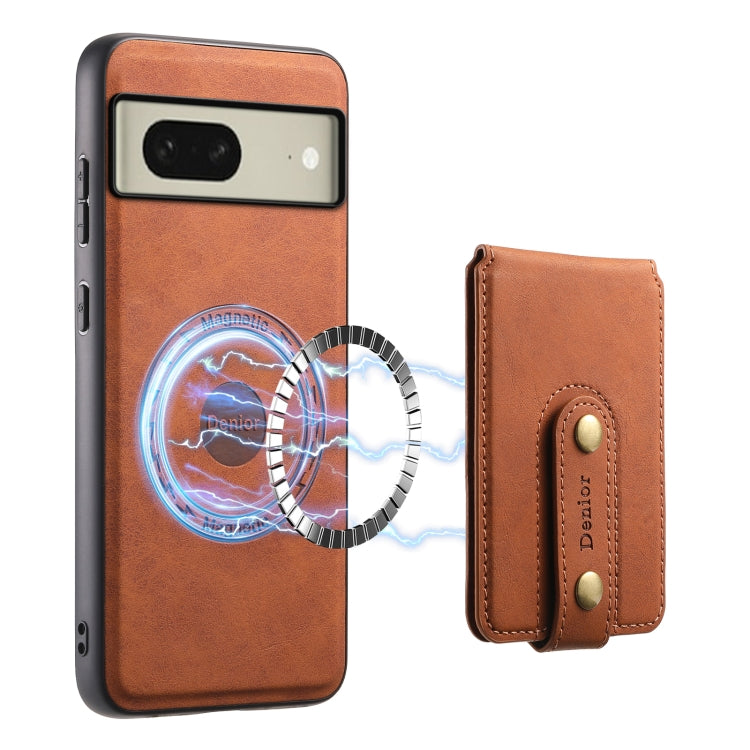 For Google Pixel 8 Denior D14 NK Retro Pattern MagSafe Magnetic Card Holder Leather Phone Case