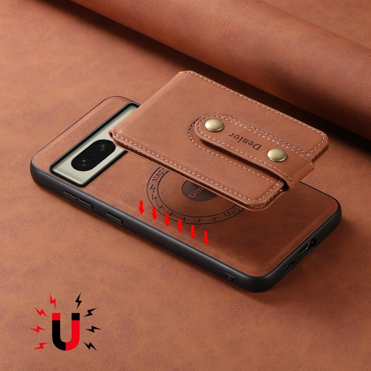 For Google Pixel 8 Denior D14 NK Retro Pattern MagSafe Magnetic Card Holder Leather Phone Case