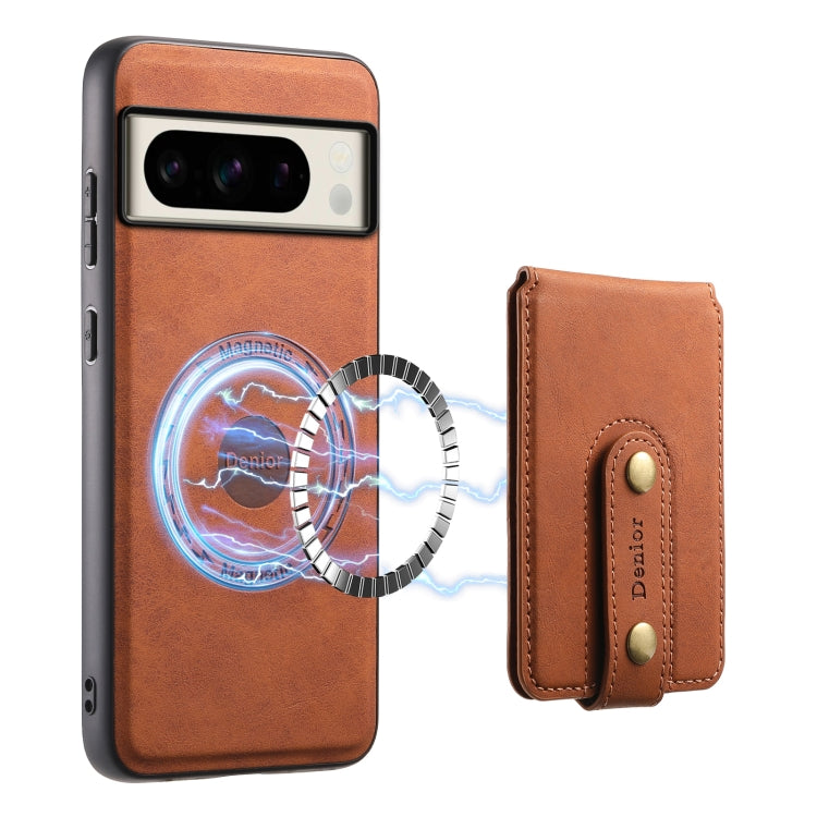 For Google Pixel 8 Pro Denior D14 NK Retro Pattern MagSafe Magnetic Card Holder Leather Phone Case