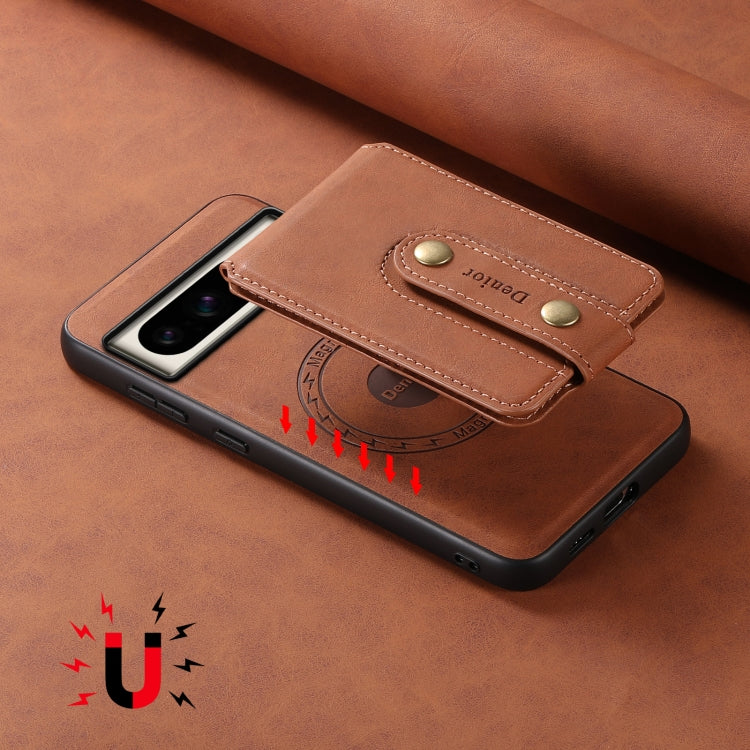 For Google Pixel 8 Pro Denior D14 NK Retro Pattern MagSafe Magnetic Card Holder Leather Phone Case