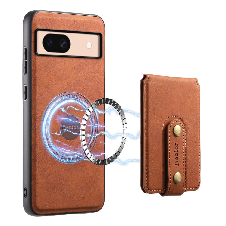 For Google Pixel 8a Denior D14 NK Retro Pattern MagSafe Magnetic Card Holder Leather Phone Case
