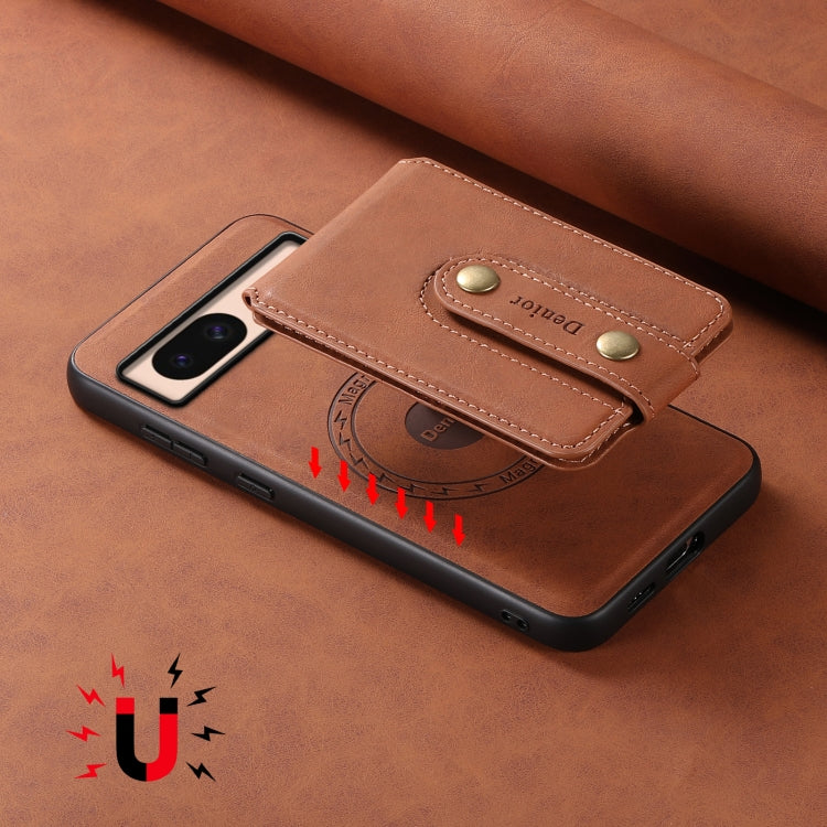 For Google Pixel 8a Denior D14 NK Retro Pattern MagSafe Magnetic Card Holder Leather Phone Case