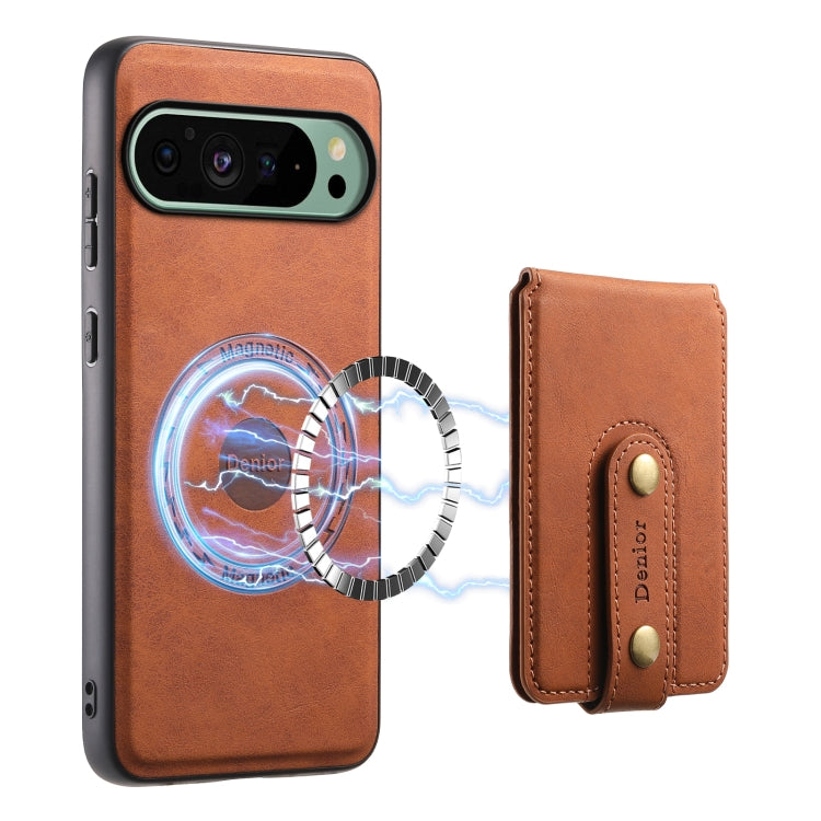 For Google Pixel 9 Denior D14 NK Retro Pattern MagSafe Magnetic Card Holder Leather Phone Case