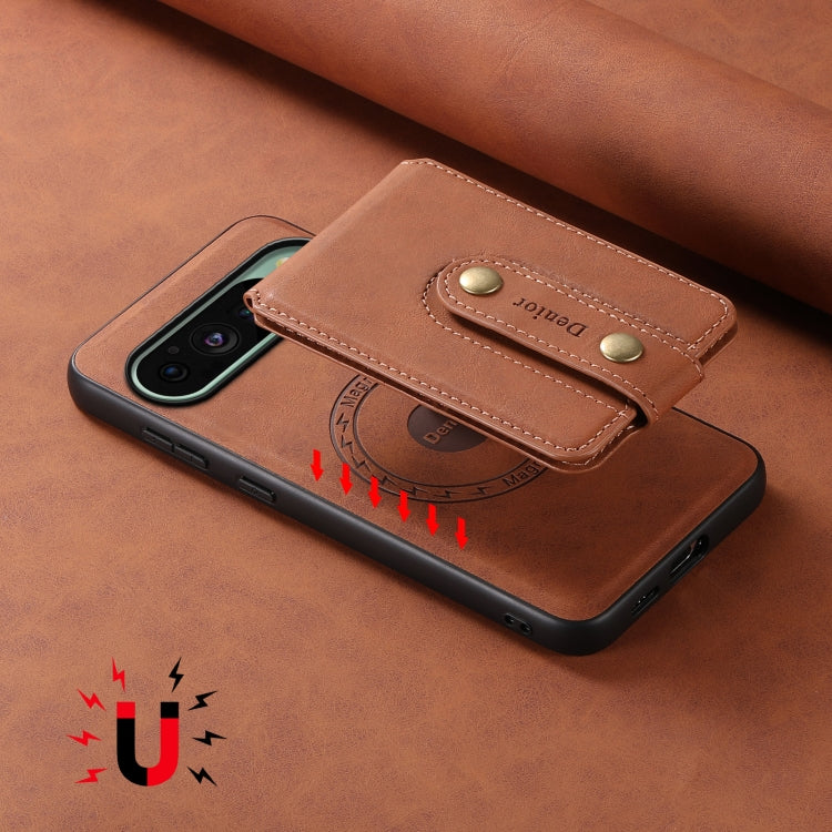 For Google Pixel 9 Denior D14 NK Retro Pattern MagSafe Magnetic Card Holder Leather Phone Case
