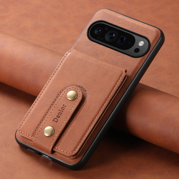 For Google Pixel 9 Pro Denior D14 NK Retro Pattern MagSafe Magnetic Card Holder Leather Phone Case