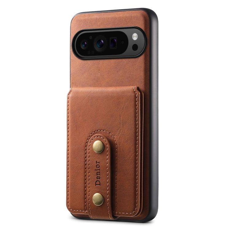 For Google Pixel 9 Pro Denior D14 NK Retro Pattern MagSafe Magnetic Card Holder Leather Phone Case