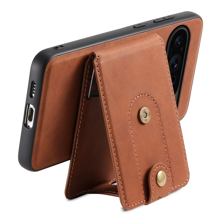 For Google Pixel 9 Pro Denior D14 NK Retro Pattern MagSafe Magnetic Card Holder Leather Phone Case