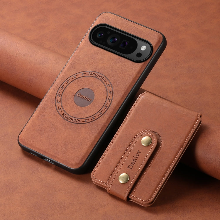For Google Pixel 9 Pro Denior D14 NK Retro Pattern MagSafe Magnetic Card Holder Leather Phone Case