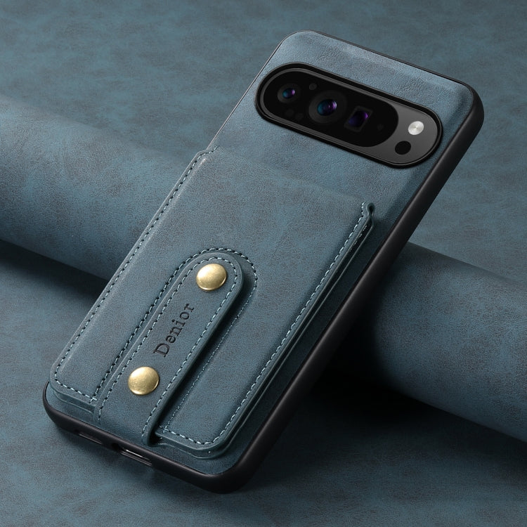 For Google Pixel 9 Pro Denior D14 NK Retro Pattern MagSafe Magnetic Card Holder Leather Phone Case