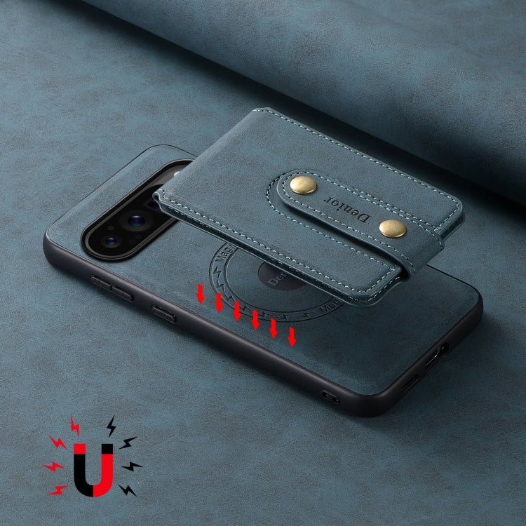 For Google Pixel 9 Pro Denior D14 NK Retro Pattern MagSafe Magnetic Card Holder Leather Phone Case