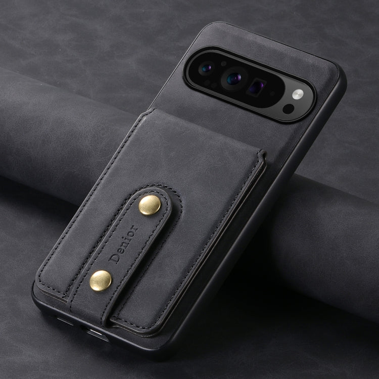 For Google Pixel 9 Pro Denior D14 NK Retro Pattern MagSafe Magnetic Card Holder Leather Phone Case