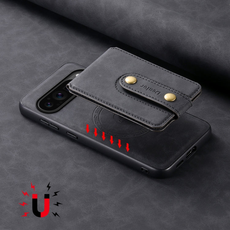 For Google Pixel 9 Pro Denior D14 NK Retro Pattern MagSafe Magnetic Card Holder Leather Phone Case