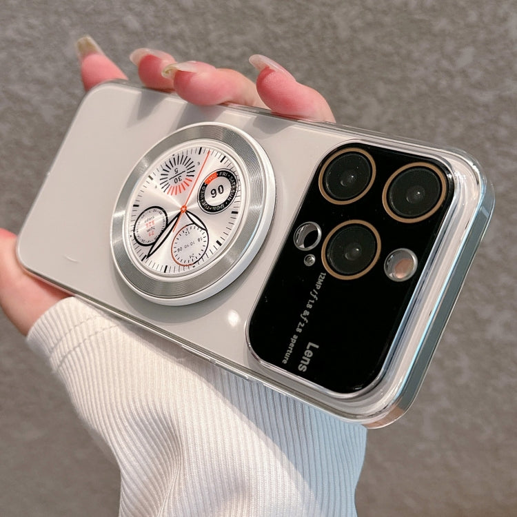For iPhone 15 Pro Electroplated Large Window Bracket PC Phone Case