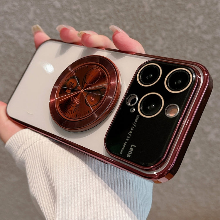 For iPhone 14 Pro Electroplated Large Window Bracket PC Phone Case