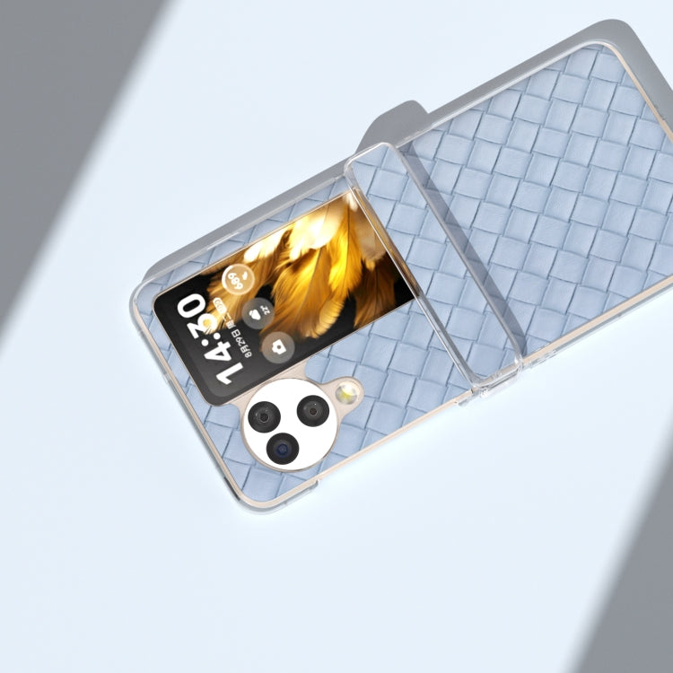 For OPPO Find N3 Flip 3 in 1 Woven Texture Transparent Frame PU Phone Case