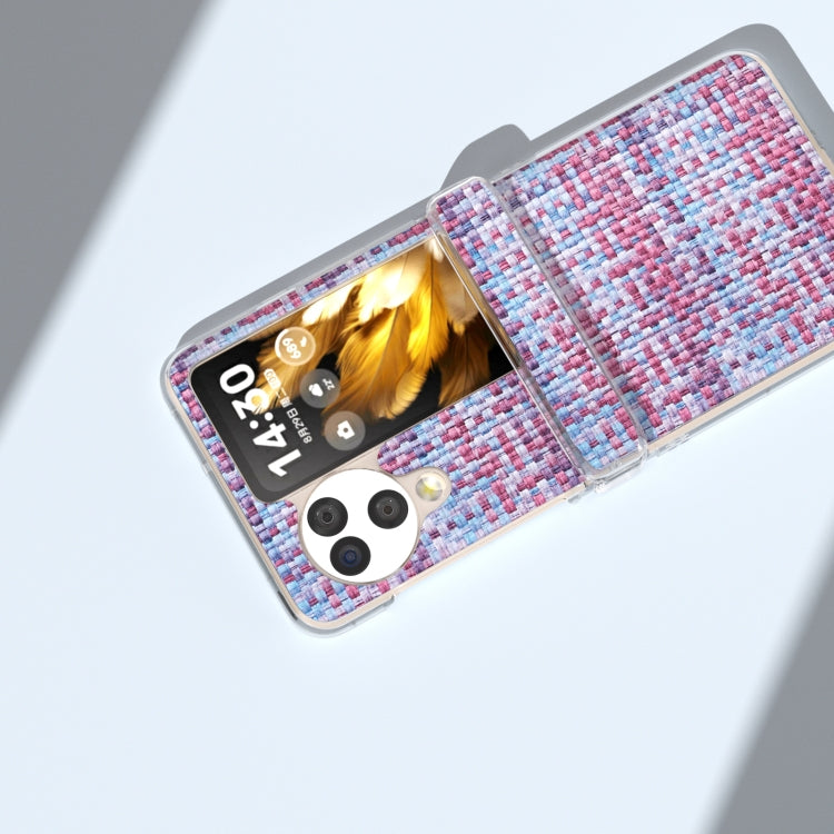 For OPPO Find N3 Flip 3 in 1 Colorful Rhombic Texture Transparent Frame PU Phone Case