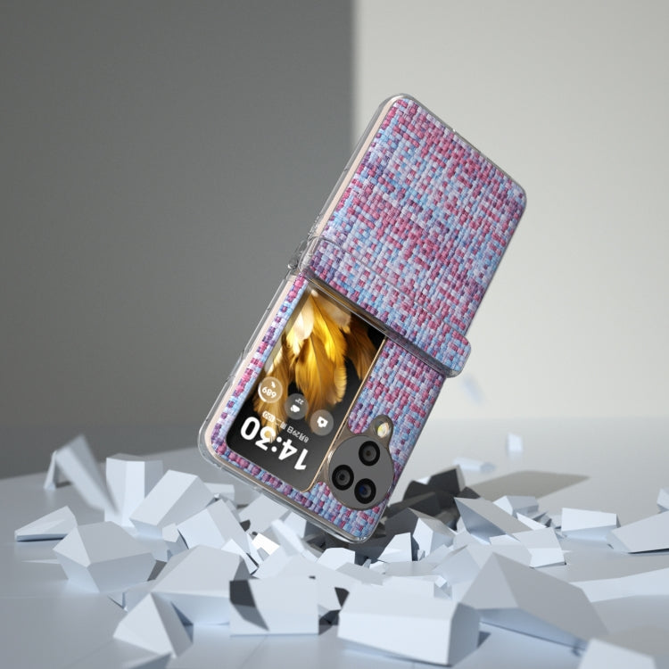 For OPPO Find N3 Flip 3 in 1 Colorful Rhombic Texture Transparent Frame PU Phone Case