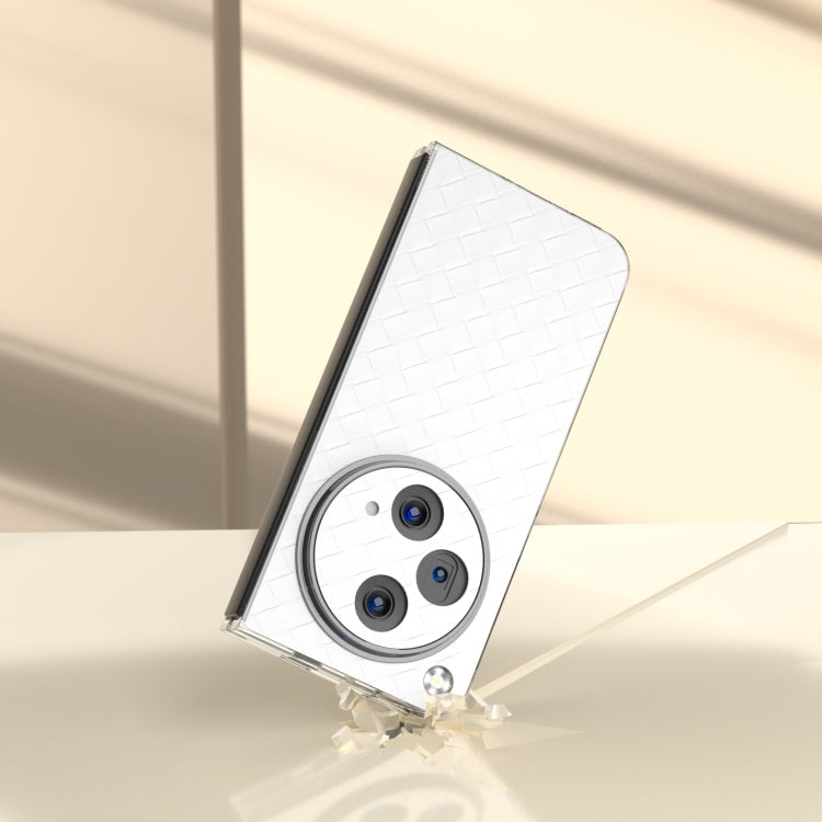 For OPPO Find N3 Woven Texture Transparent Frame PU Phone Case