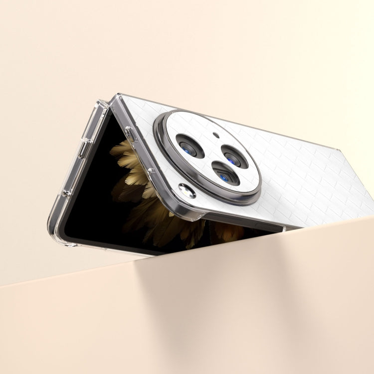 For OPPO Find N3 Woven Texture Transparent Frame PU Phone Case