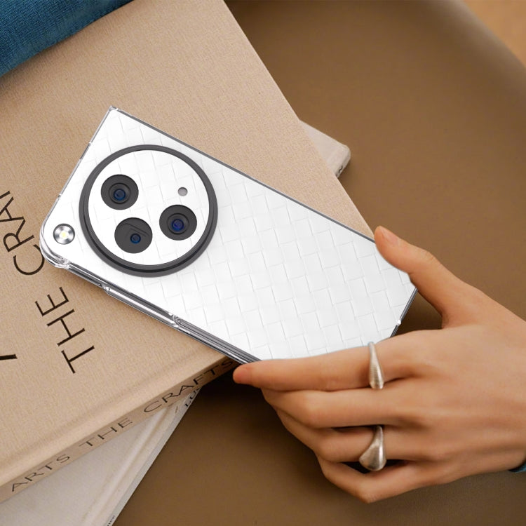 For OPPO Find N3 Woven Texture Transparent Frame PU Phone Case