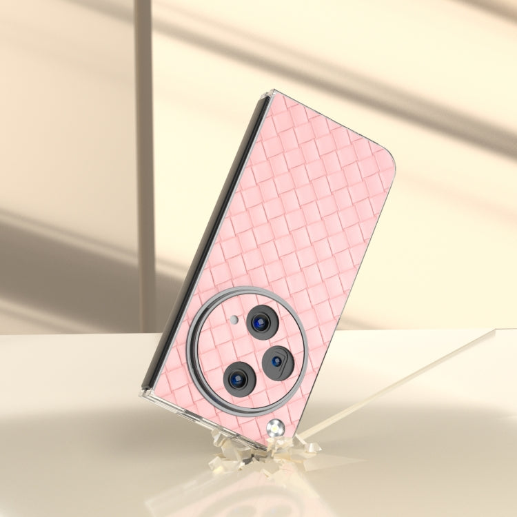 For OPPO Find N3 Woven Texture Transparent Frame PU Phone Case