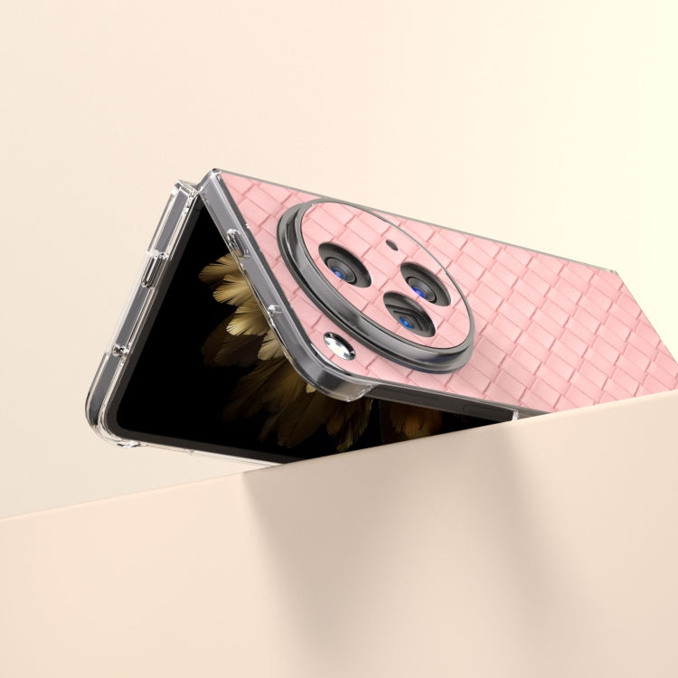 For OPPO Find N3 Woven Texture Transparent Frame PU Phone Case