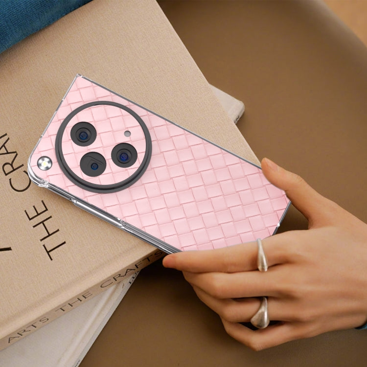 For OPPO Find N3 Woven Texture Transparent Frame PU Phone Case