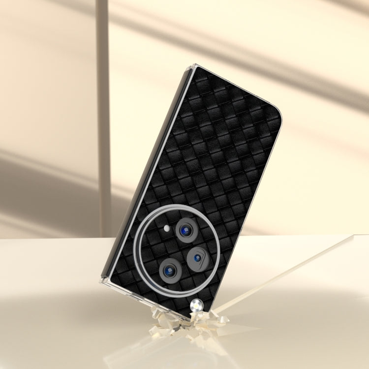 For OPPO Find N3 Woven Texture Transparent Frame PU Phone Case