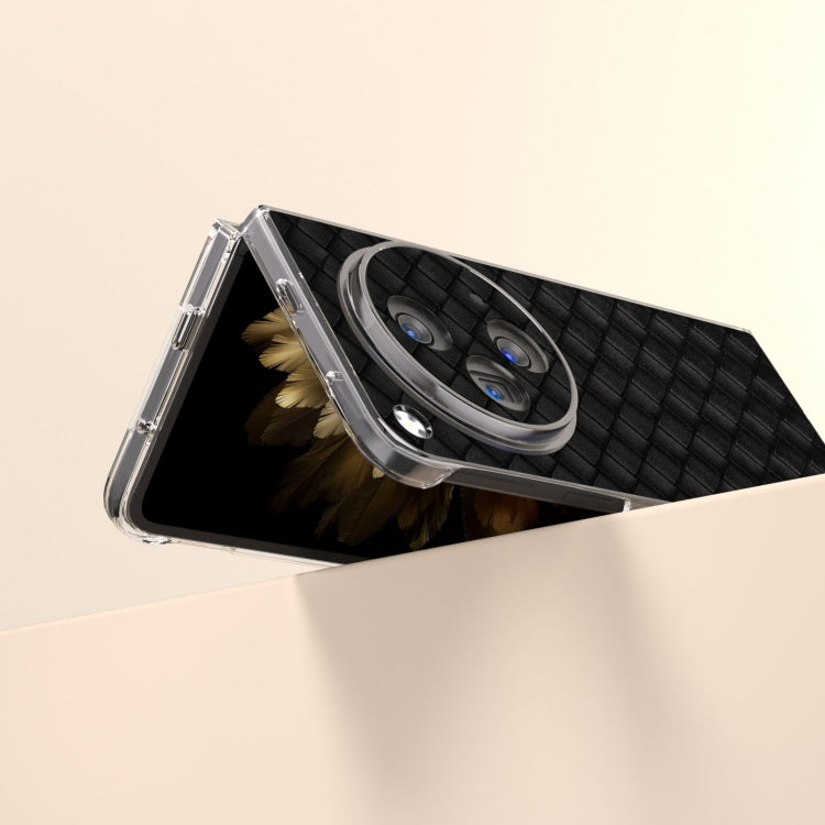 For OPPO Find N3 Woven Texture Transparent Frame PU Phone Case