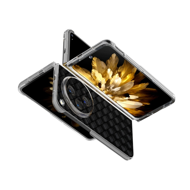 For OPPO Find N3 Woven Texture Transparent Frame PU Phone Case