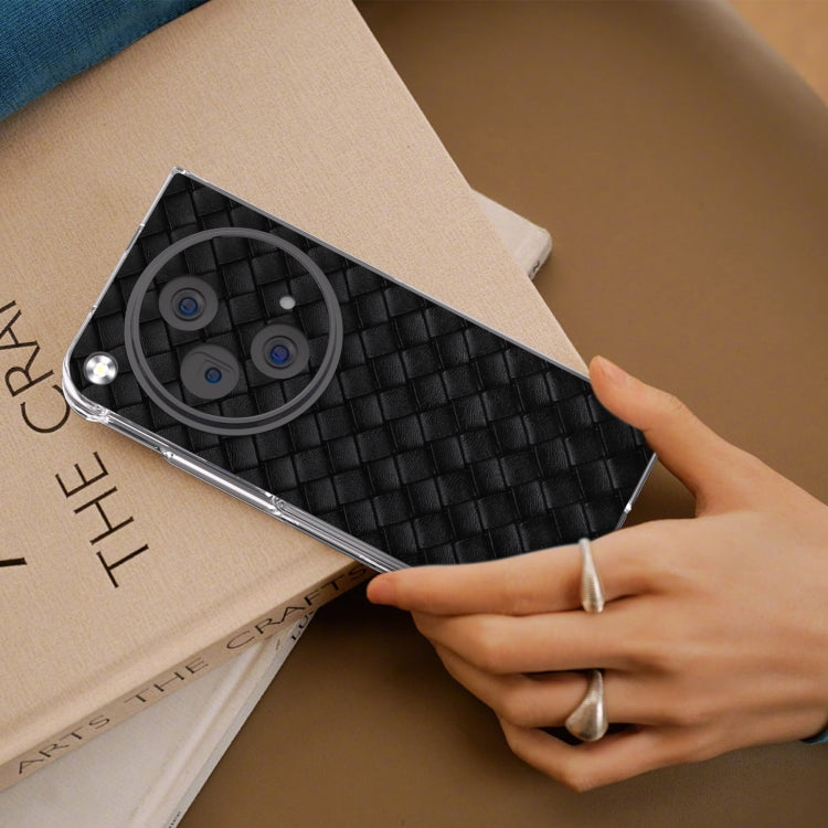 For OPPO Find N3 Woven Texture Transparent Frame PU Phone Case