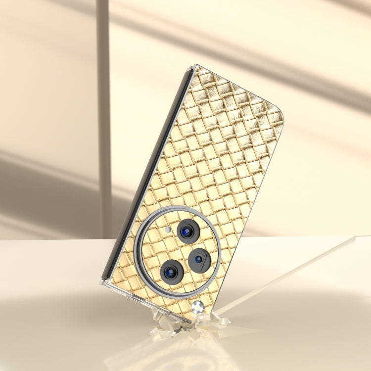 For OPPO Find N3 Woven Texture Transparent Frame PU Phone Case