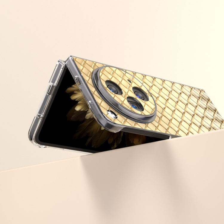 For OPPO Find N3 Woven Texture Transparent Frame PU Phone Case