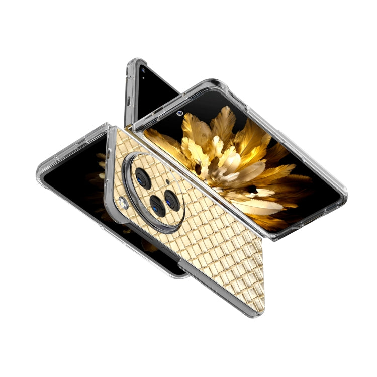 For OPPO Find N3 Woven Texture Transparent Frame PU Phone Case