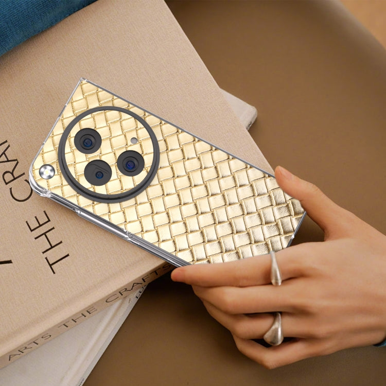 For OPPO Find N3 Woven Texture Transparent Frame PU Phone Case