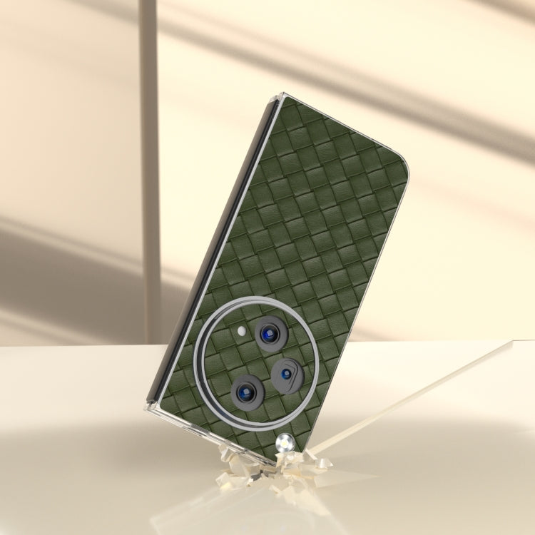For OPPO Find N3 Woven Texture Transparent Frame PU Phone Case