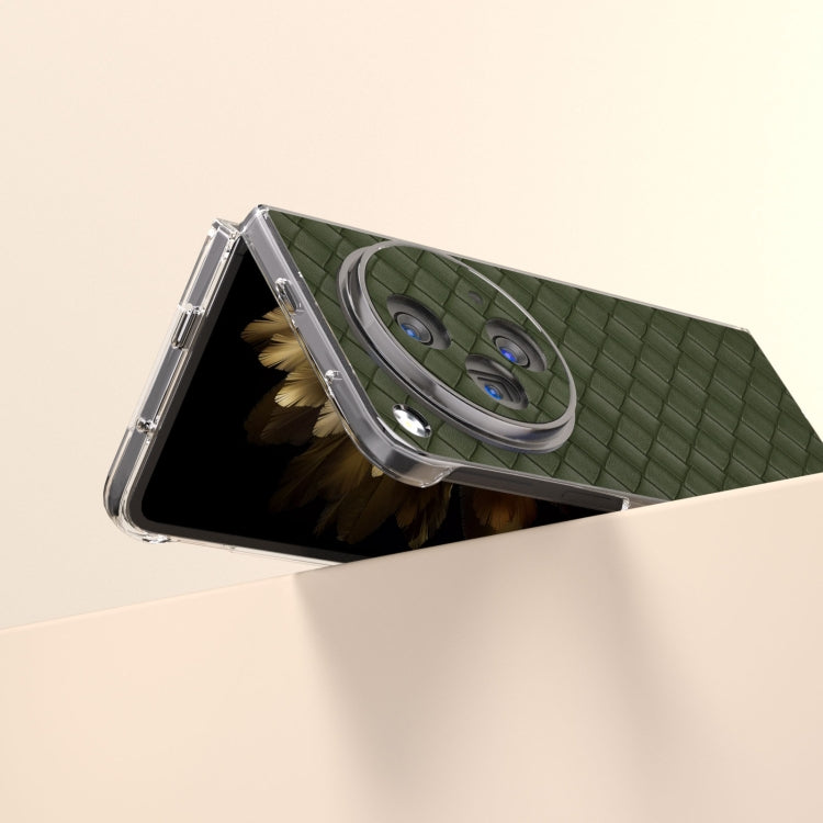 For OPPO Find N3 Woven Texture Transparent Frame PU Phone Case