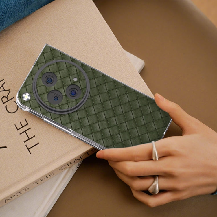 For OPPO Find N3 Woven Texture Transparent Frame PU Phone Case