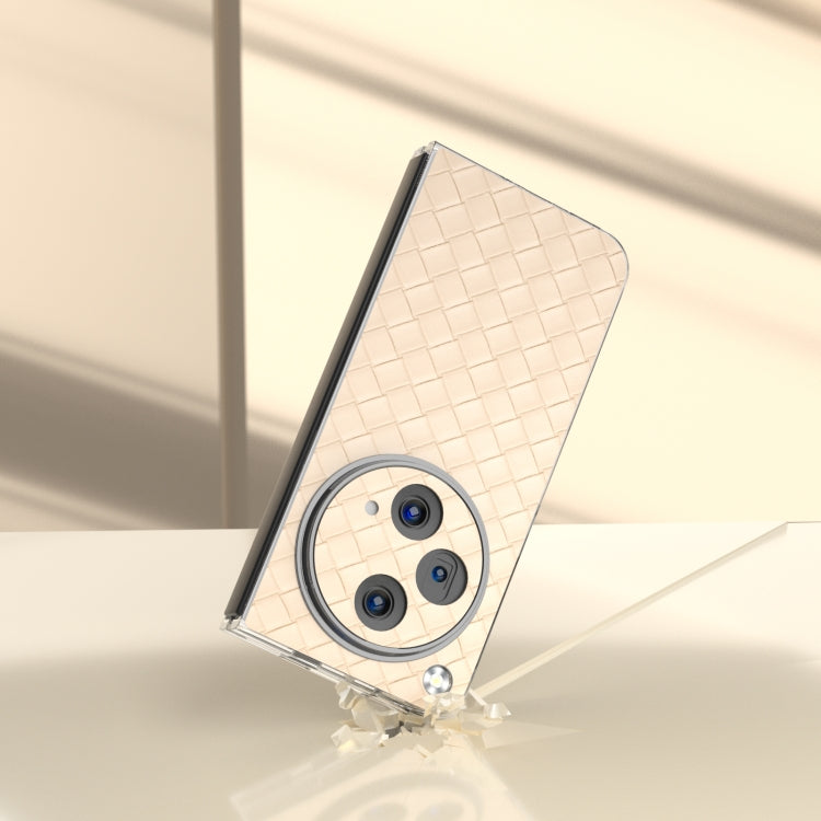 For OPPO Find N3 Woven Texture Transparent Frame PU Phone Case