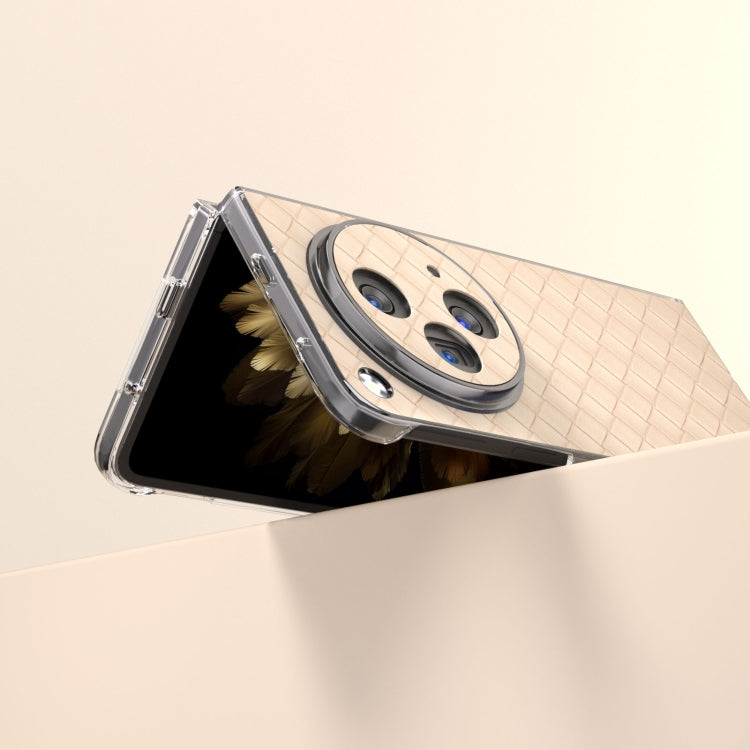 For OPPO Find N3 Woven Texture Transparent Frame PU Phone Case